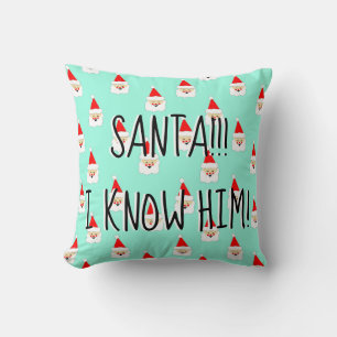 santa i know him elf movie quote mid century throw pillow