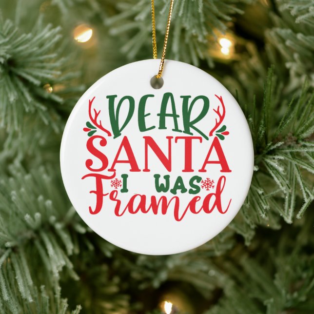 Santa I was Framed - Personalize- Christmas Ceramic Ornament (Tree)