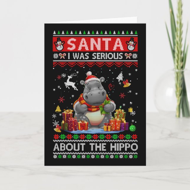 Santa I Was Serious About The Hippo Funny Ugly Chr Card (Front)