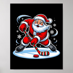 Santa Ice Hockey Christmas Funny Xmas Pajamas Boys Poster