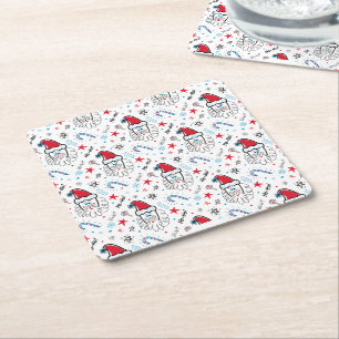 Santa illustration Christmas Stocking stuffers Square Paper Coaster