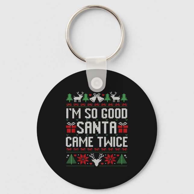 Santa I'm So Good Santa Came Twice Matching Couple Keychain (Front)