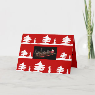 Santa in a sleigh bicycle christmas card