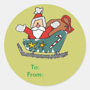 Santa In A Sleigh Gift Tag