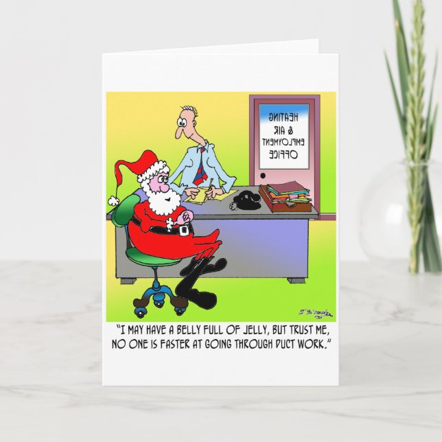 Santa In An Heating & Air Employment Office Holiday Card (Front)