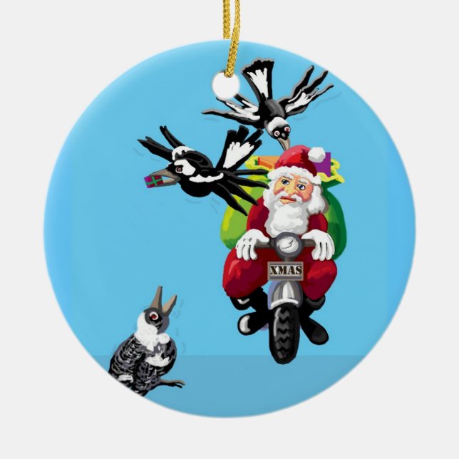 Santa in Australia Ceramic Ornament (Front)