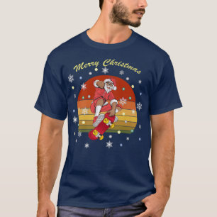 Santa in black with a skateboard T-Shirt, christma T-Shirt