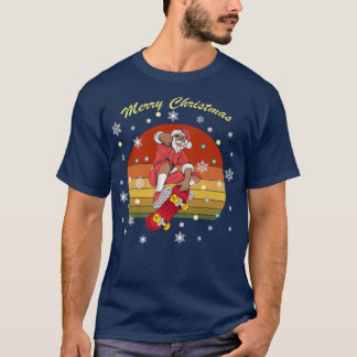 Santa in black with a skateboard T-Shirt, christma T-Shirt