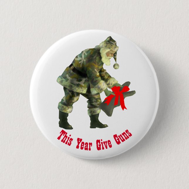 Santa in Camouflage 2 Inch Round Button (Front)
