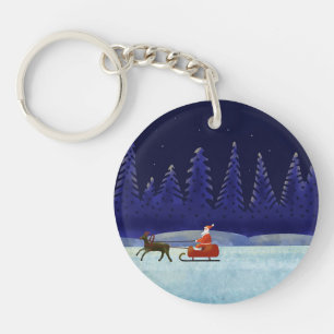 Santa in Christmas Night Keychain