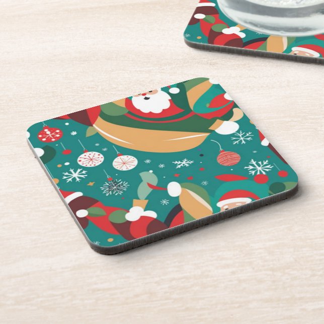 Santa in Christmas pattern Coaster (Left Side)