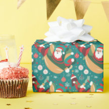 Santa in Christmas pattern