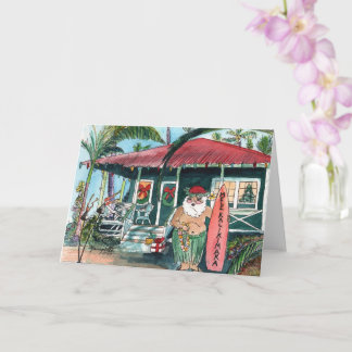 Santa in Hawaiian Christmas Card