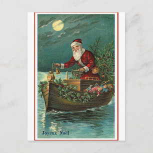 Santa in his Boat Holiday Postcard
