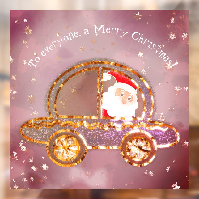 Santa in his car at Christmas Window Cling (Sheet 2)