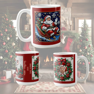Santa in His Sleigh Customizable Coffee Mug