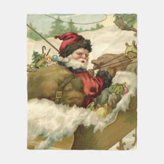 Santa in his Sleigh Fleece Blanket