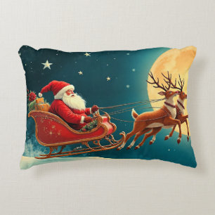 Santa in his sleigh on Christmas Eve Accent Pillow