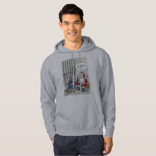 Santa In Jail grey hooded sweatshirt