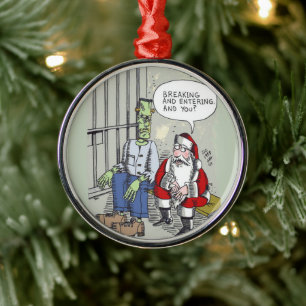 Santa In Jail round premium ornament
