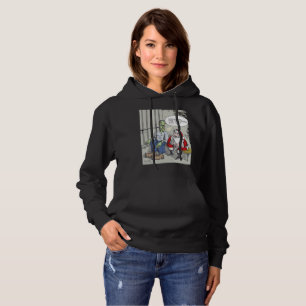 Santa In Jail women black hooded sweatshirt