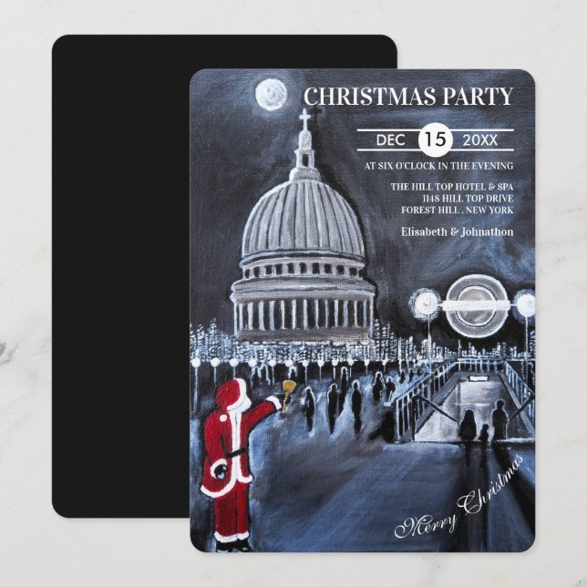 Santa in London Christmas Party Invitation (Front/Back)
