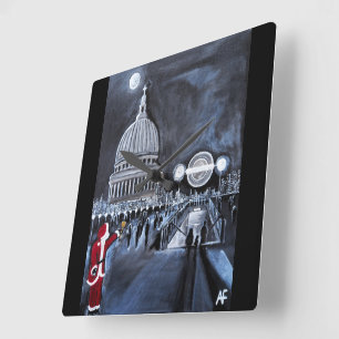 Santa in London Painting by Alfred Fox Square Wall Clock