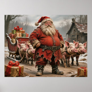 Santa in Medieval Times Poster