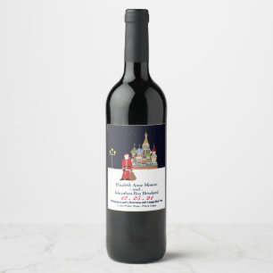Santa In Moscow Christmas Wine Label