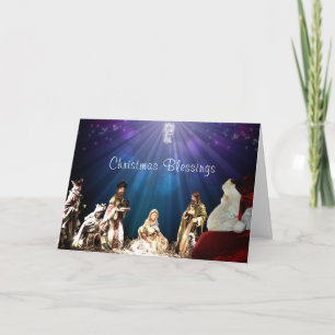 Santa in Nativity Card