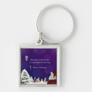 Santa in Nativity Keychain