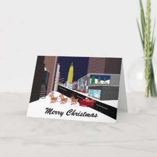 Santa In New York Christmas Holiday Card