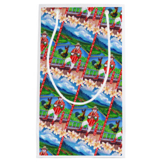 Santa in Paradise with Rudy the Rooster Kauai Small Gift Bag