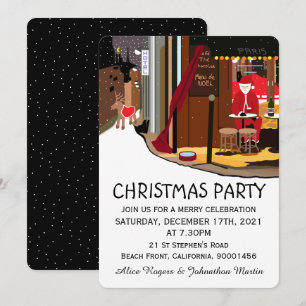 Santa In Paris Christmas Party Invitation