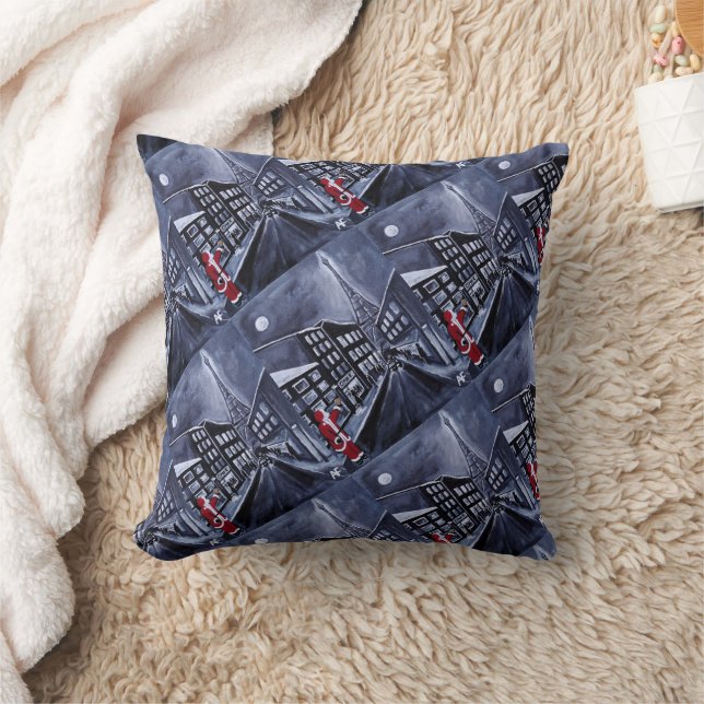 Santa in Paris Painting by Alfred Fox Throw Pillow (Blanket)