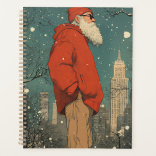 Santa in Red Hoody with beard and cool sunglasses Planner