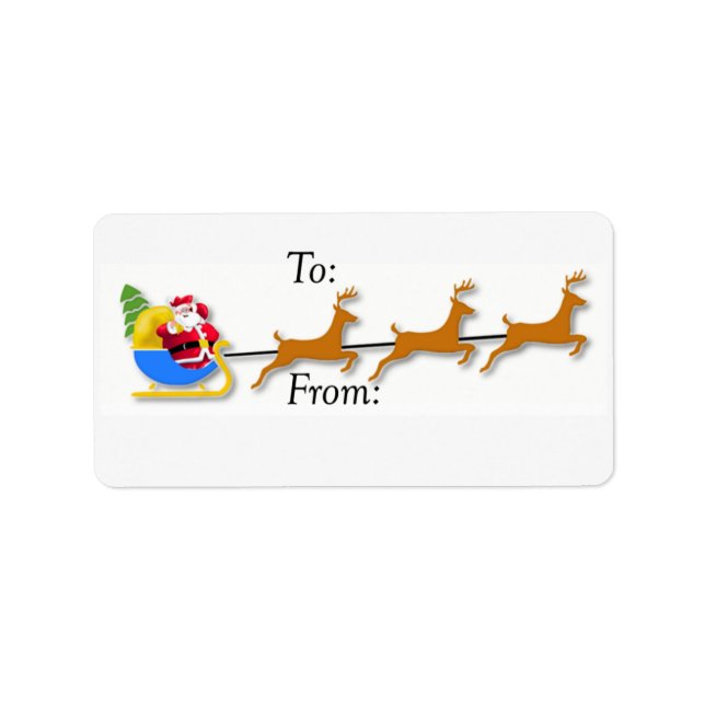 Santa in Sleigh Vintage Gift Tag (Front)