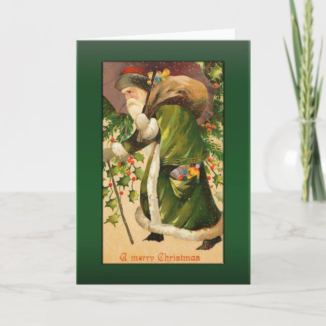 Santa in Snow Greetings Holiday Card (Front)