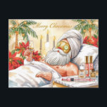 Santa in the Bathtub Spa Christmas themed Holiday Postcard<br><div class="desc">Santa in the Bathtub Spa Christmas themed Holiday Postcard</div>