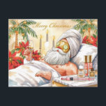 Santa in the Bathtub Spa Christmas themed Holiday Postcard<br><div class="desc">Santa in the Bathtub Spa Christmas themed Holiday Postcard</div>