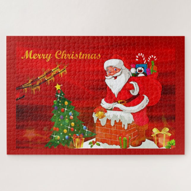 Santa in the Chimney Jigsaw Puzzle (Horizontal)