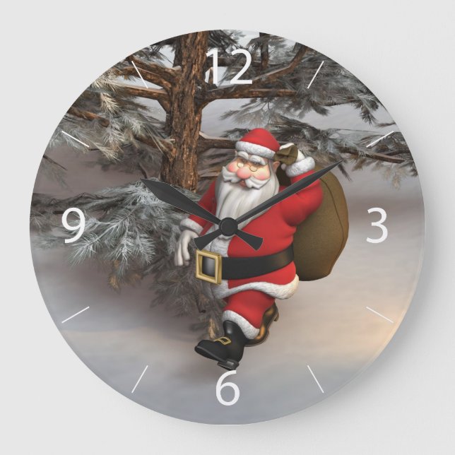 Santa in the Forest Large Clock (Front)