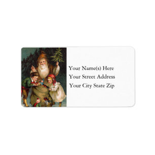 Santa in the Forest Vintage Address Label