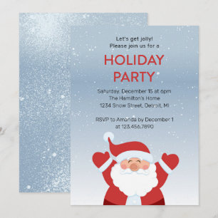 Santa in the Snow Holiday Party Invitation