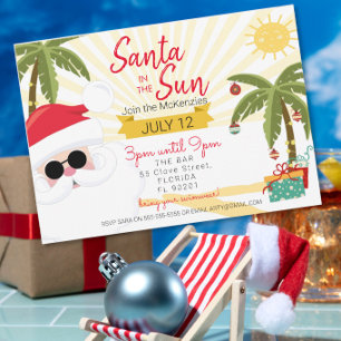 Santa in the sun summer party Australian Christmas Invitation