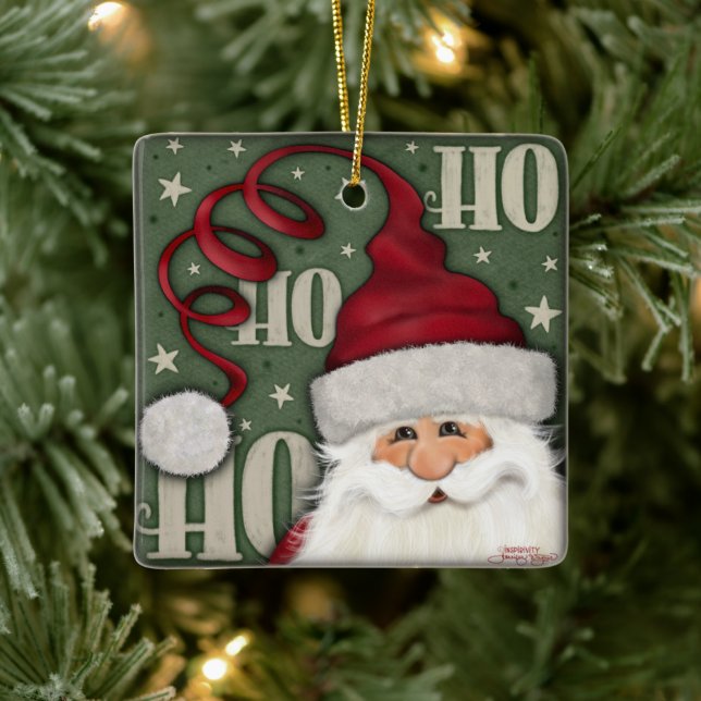  Santa Inspirivity Name Personalized Christmas Ceramic Ornament (Tree)