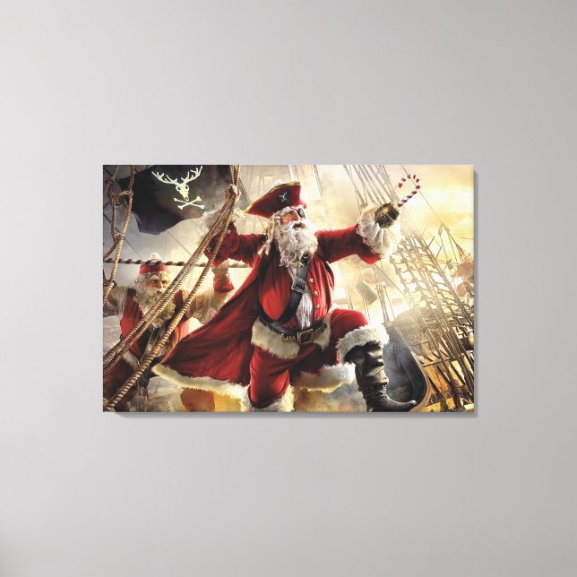 Santa Is A Pirate Canvas Print (Front)
