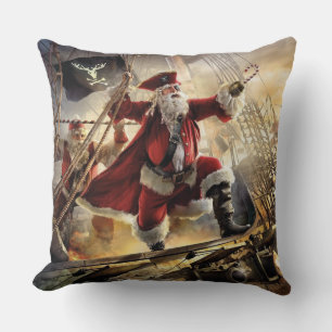 Santa Is A Pirate Throw Pillow