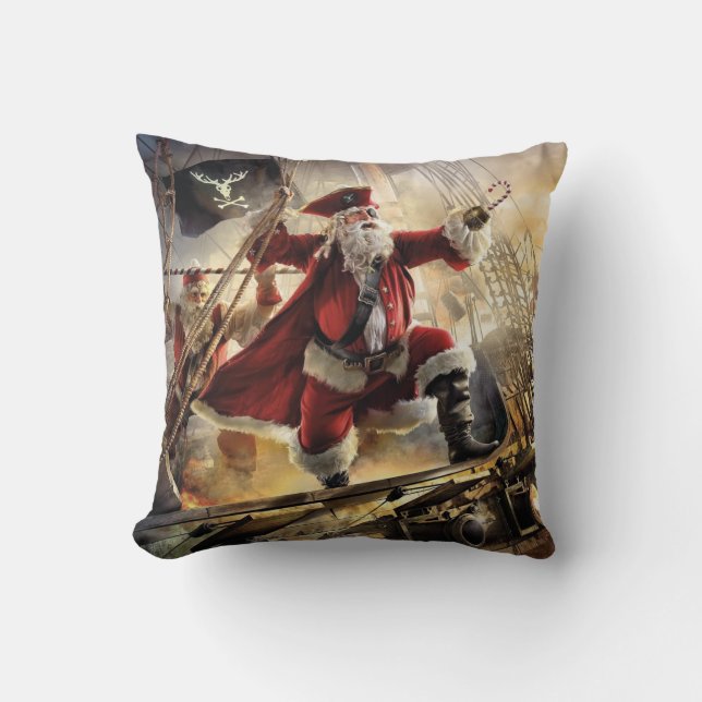 Santa Is A Pirate Throw Pillow (Front)