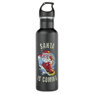 Santa is coming by snowboard 710 ml water bottle